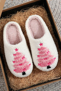 White Christmas Tree & Star Plush Slippers