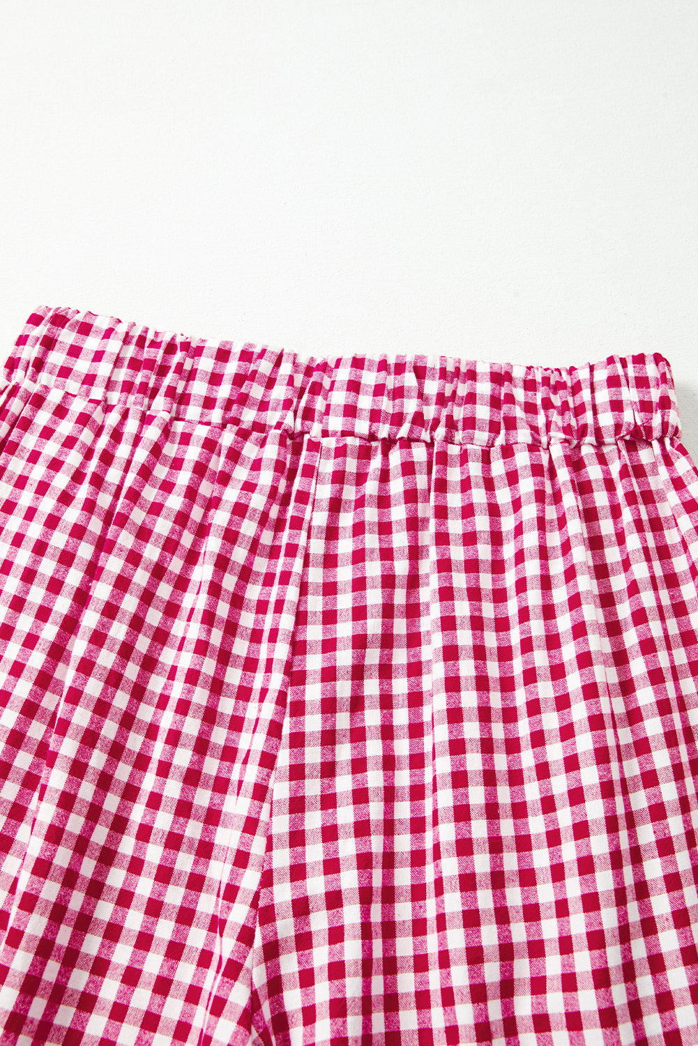 Fiery Red Gingham Casual Loose Pants