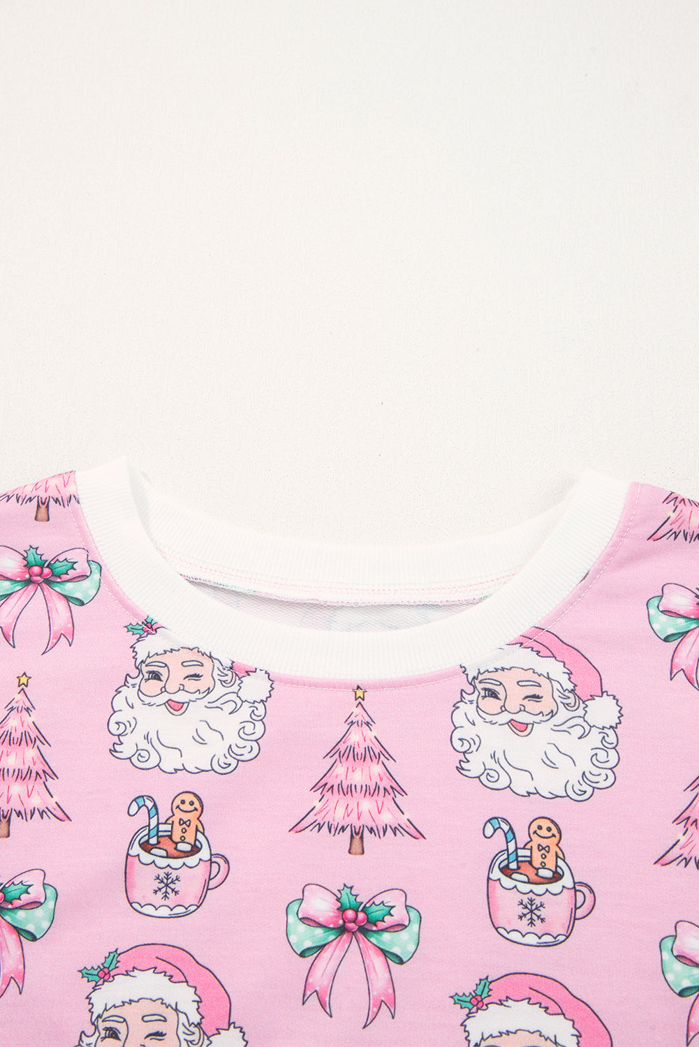 Pink Santa Claus Graphic Christmas Tree Pajama Set