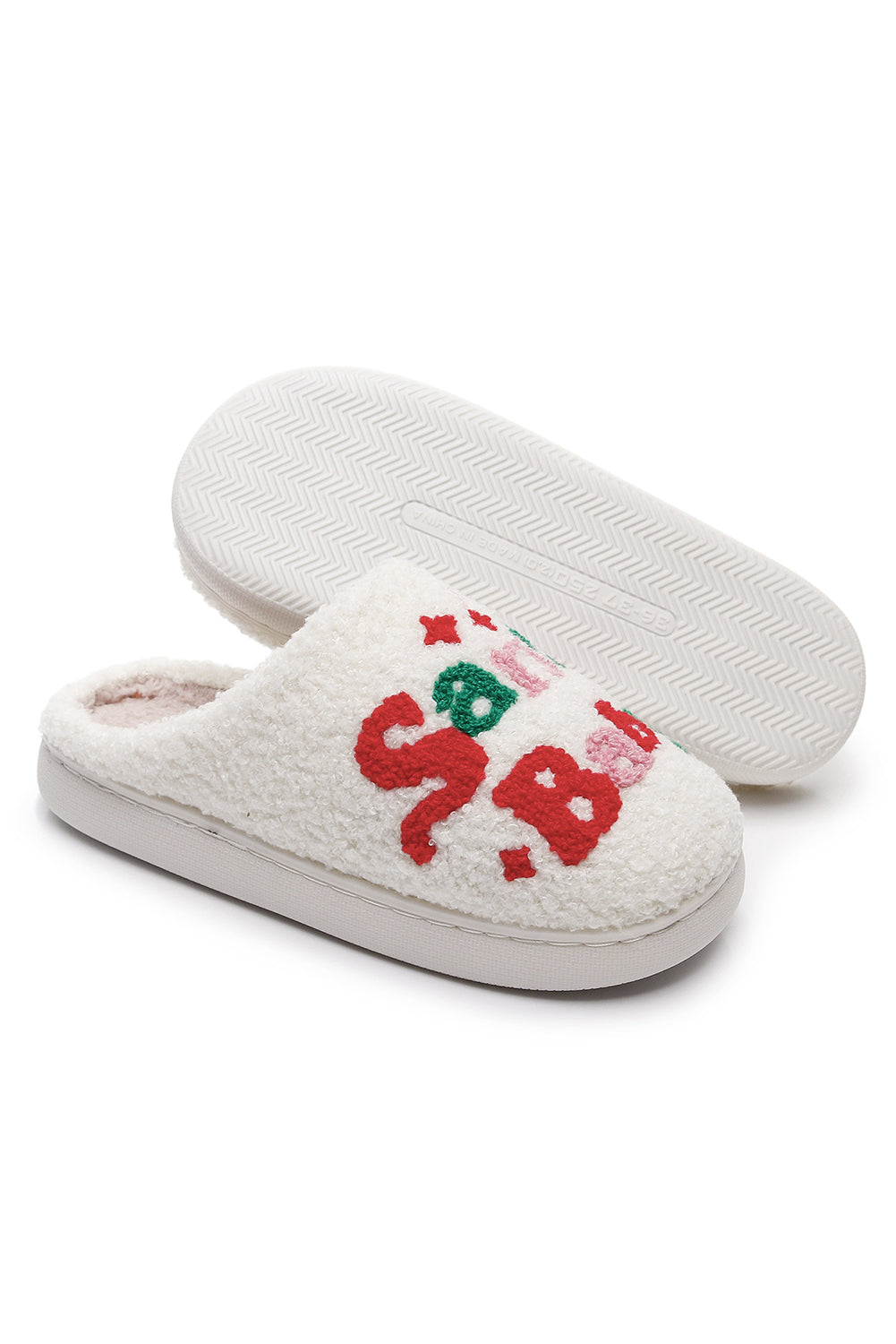 White Cute Santa Baby Holiday Winter Slippers