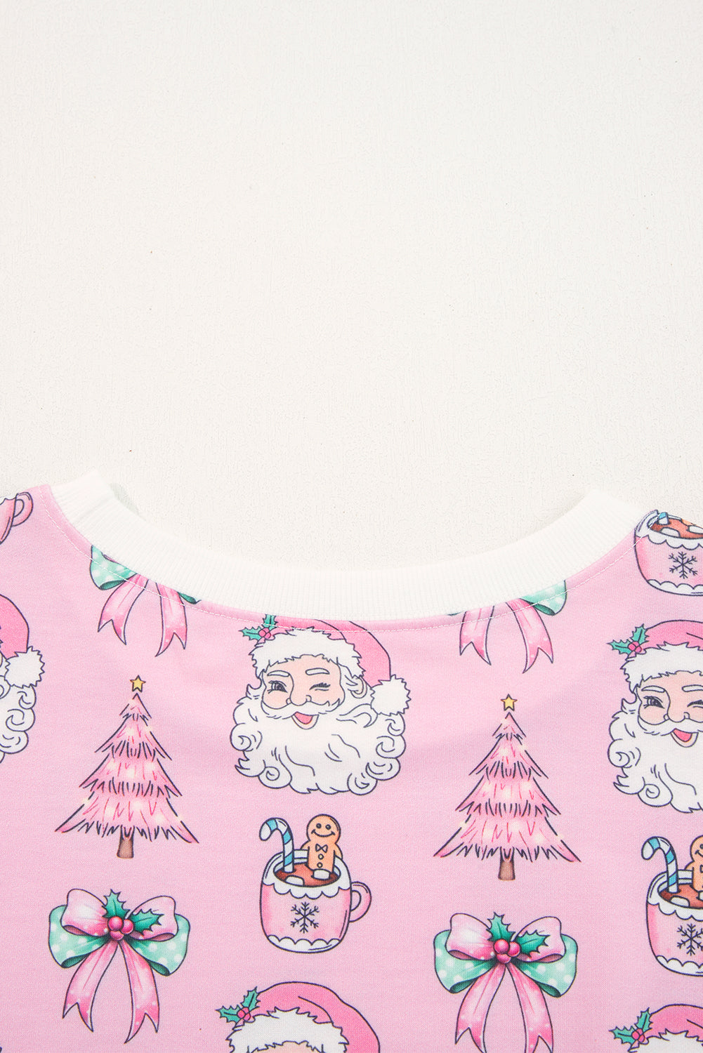 Pink Santa Claus Graphic Christmas Tree Pajama Set
