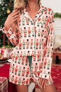 Pink Christmas Nutcracker Long Sleeve Shirt Shorts Pajama Set