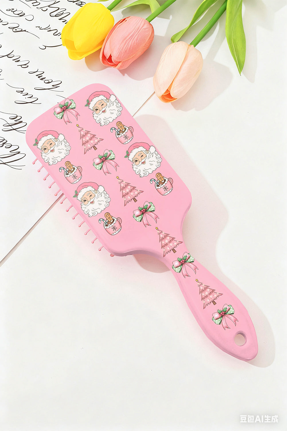 Pink Christmas Cute Hair Cushion Comb